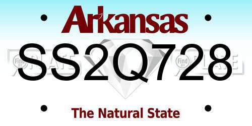SS2Q728 Arkansas License Plate