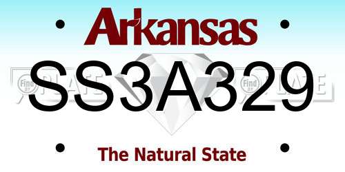 SS3A329 Arkansas License Plate