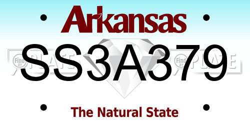 SS3A379 Arkansas License Plate