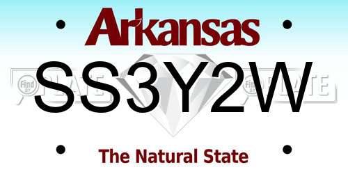 SS3Y2W Arkansas License Plate