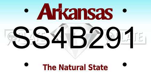 SS4B291 Arkansas License Plate