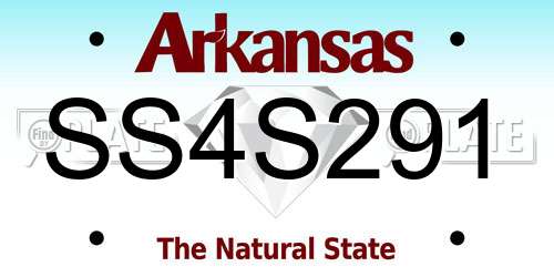 SS4S291 Arkansas License Plate