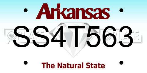 SS4T563 Arkansas License Plate