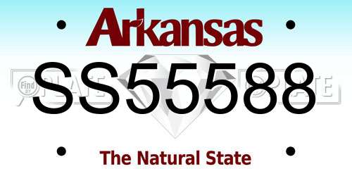 SS55588 Arkansas License Plate