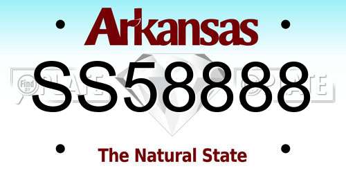 SS58888 Arkansas License Plate