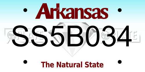 SS5B034 Arkansas License Plate