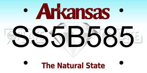 SS5B585 Arkansas License Plate