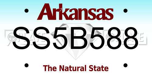 SS5B588 Arkansas License Plate