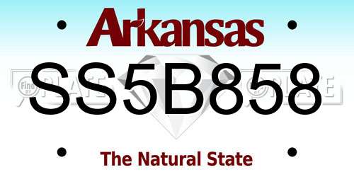 SS5B858 Arkansas License Plate