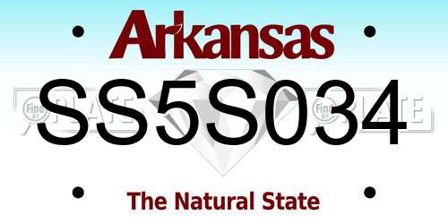 SS5S034 Arkansas License Plate
