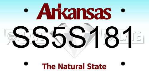 SS5S181 Arkansas License Plate