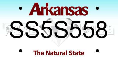 SS5S558 Arkansas License Plate