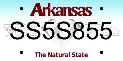 SS5S855 Arkansas License Plate