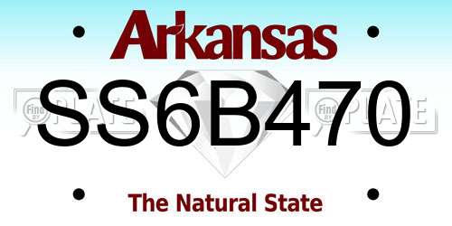 SS6B470 Arkansas License Plate