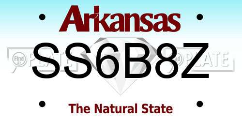 SS6B8Z Arkansas License Plate