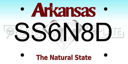 SS6N8D Arkansas License Plate
