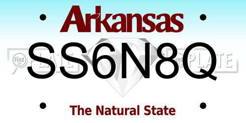 SS6N8Q Arkansas License Plate