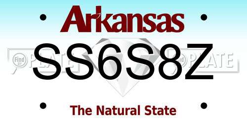 SS6S8Z Arkansas License Plate