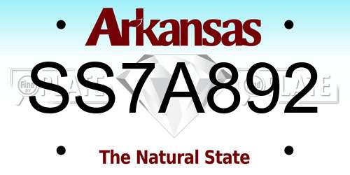 SS7A892 Arkansas License Plate