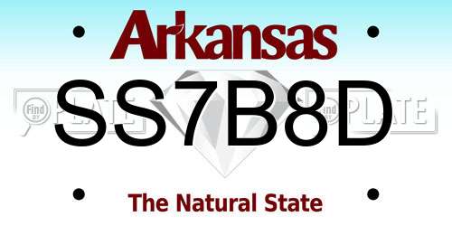 SS7B8D Arkansas License Plate
