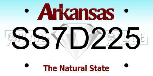 SS7D225 Arkansas License Plate