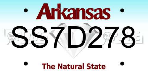 SS7D278 Arkansas License Plate