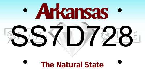 SS7D728 Arkansas License Plate