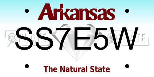 SS7E5W Arkansas License Plate