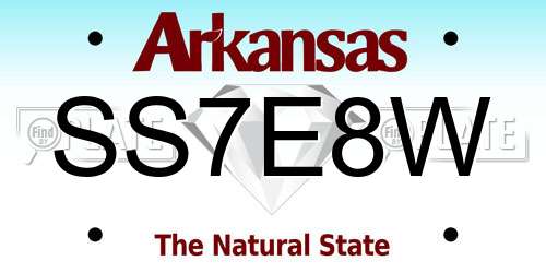 SS7E8W Arkansas License Plate