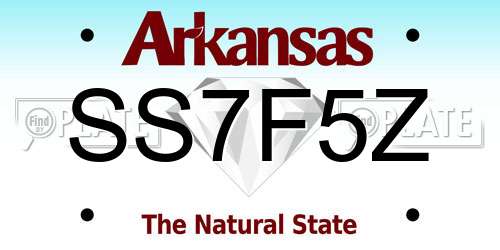SS7F5Z Arkansas License Plate