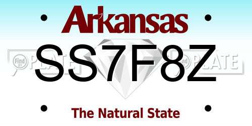 SS7F8Z Arkansas License Plate
