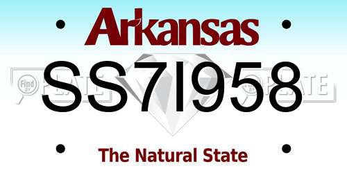 SS7I958 Arkansas License Plate
