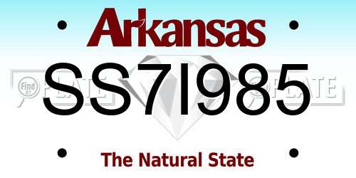 SS7I985 Arkansas License Plate