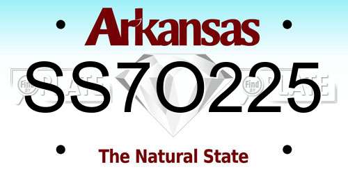 SS7O225 Arkansas License Plate