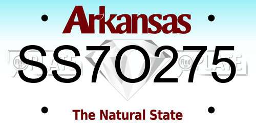 SS7O275 Arkansas License Plate