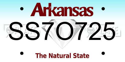 SS7O725 Arkansas License Plate