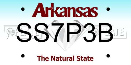 SS7P3B Arkansas License Plate