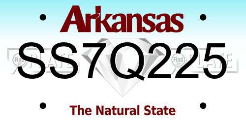 SS7Q225 Arkansas License Plate