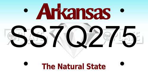 SS7Q275 Arkansas License Plate