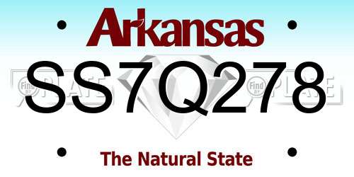 SS7Q278 Arkansas License Plate