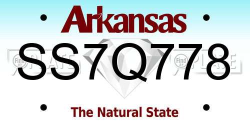 SS7Q778 Arkansas License Plate