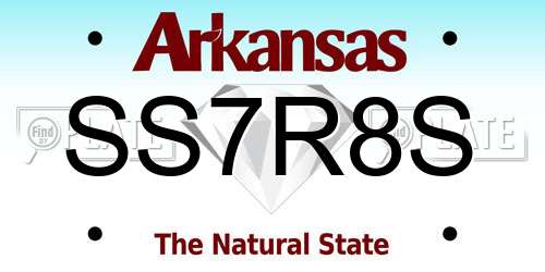 SS7R8S Arkansas License Plate