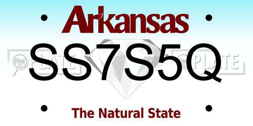 SS7S5Q Arkansas License Plate