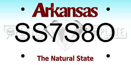 SS7S8O Arkansas License Plate