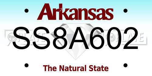 SS8A602 Arkansas License Plate
