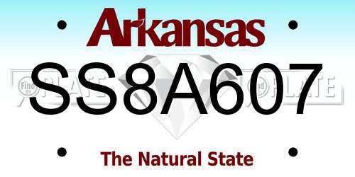 SS8A607 Arkansas License Plate