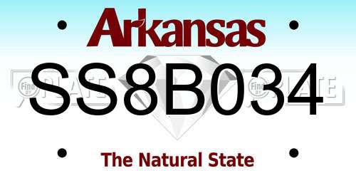 SS8B034 Arkansas License Plate