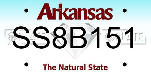 SS8B151 Arkansas License Plate