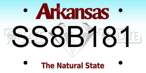 SS8B181 Arkansas License Plate
