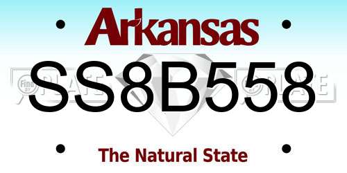 SS8B558 Arkansas License Plate